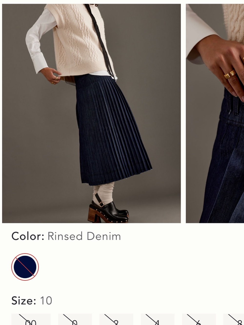 Anthropologie pilcro low slung Pleated dark Denim Skirt with Belt 10 - Picture 2 of 11
